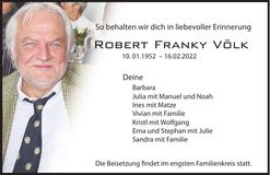 Traueranzeige Robert Franky Völk