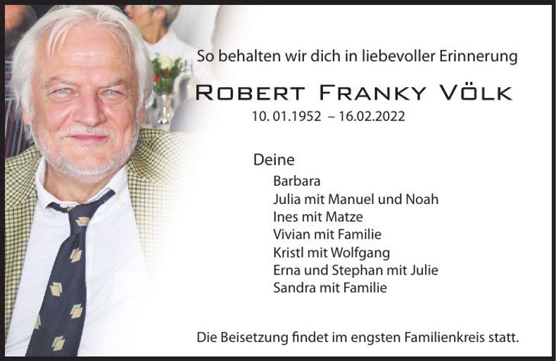 Traueranzeige Robert Franky Völk