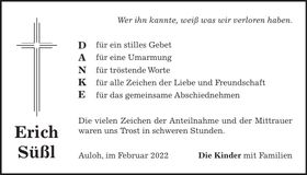 Traueranzeige Erich Süßl