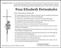 Traueranzeige Elisabeth Dettenkofer
