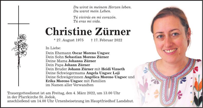 Traueranzeige Christine Zürner