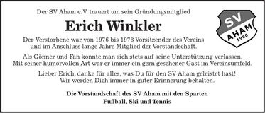 Traueranzeige Erich Winkler