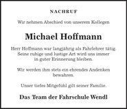 Traueranzeige Michael Hoffmann