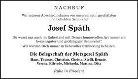 Traueranzeige Josef Späth