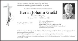 Traueranzeige Johann Graßl
