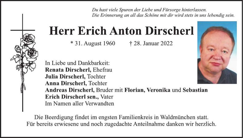 Traueranzeige Erich Dirscherl