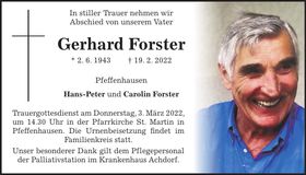 Traueranzeige Gerhard Forster