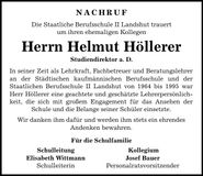Traueranzeige Helmut Höllerer