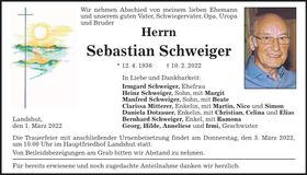 Traueranzeige Sebastian Schweiger
