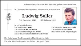 Traueranzeige Ludwig Soller