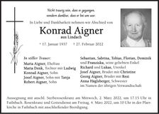 Traueranzeige Konrad Aigner