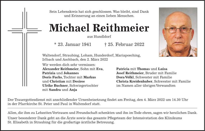 Traueranzeige Michael Reithmeier