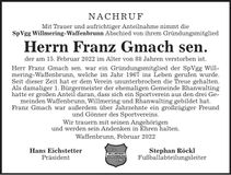 Traueranzeige Franz Gmach