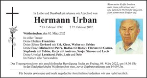 Traueranzeige Hermann Urban