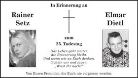Traueranzeige Rainer, Elmar Setz, Dietl