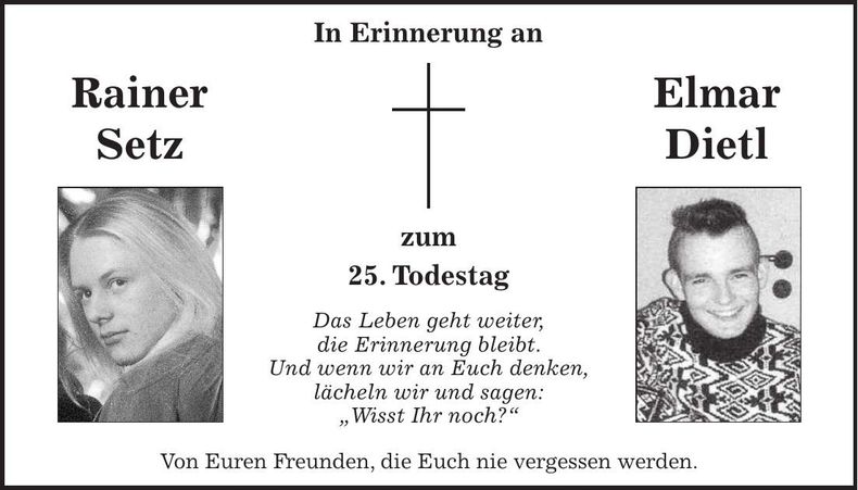 Traueranzeige Rainer, Elmar Setz, Dietl