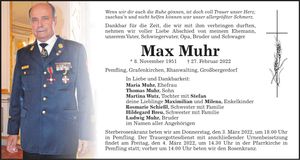 Traueranzeige Max Muhr