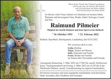 Traueranzeige Raimund Pilmeier