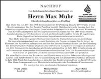 Traueranzeige Max Muhr