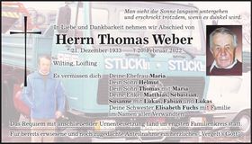 Traueranzeige Thomas Weber