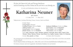 Traueranzeige Katharina Neuner