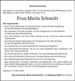 Traueranzeige Maria Schmidt