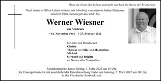 Traueranzeige Werner Wiesner