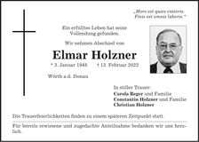 Traueranzeige Elmar Holzner