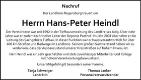 Traueranzeige Hans Peter Heindl