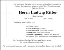 Traueranzeige Ludwig Ritter