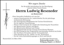 Traueranzeige Ludwig Reseneder