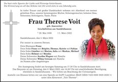 Traueranzeige Theres Voit