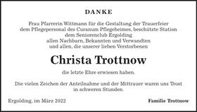 Traueranzeige Christa Trottnow