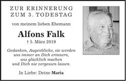 Traueranzeige Alfons Falk