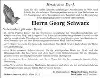 Traueranzeige Georg Schwarz