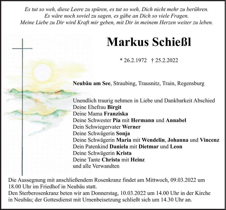 Traueranzeige Markus Schießl