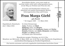Traueranzeige Marga Giebl