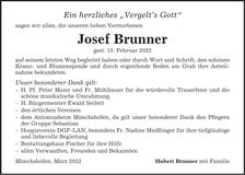 Traueranzeige Josef Brunner