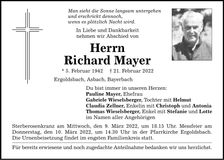 Traueranzeige Richard Mayer