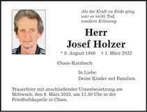 Traueranzeige Josef Holzer
