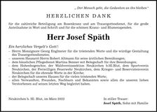 Traueranzeige Josef Späth