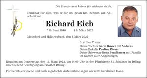 Traueranzeige Richard Eich