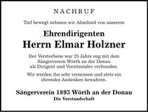 Traueranzeige Elmar Holzner