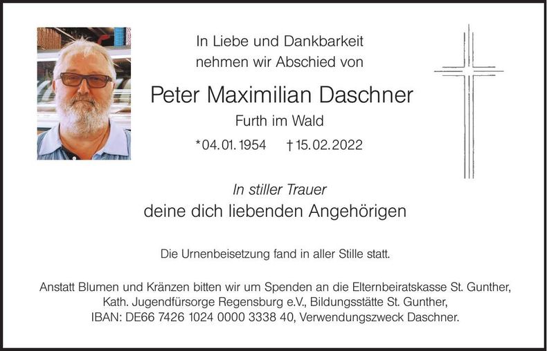 Traueranzeige Peter Daschner