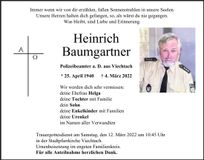 Traueranzeige Heinrich Baumgartner