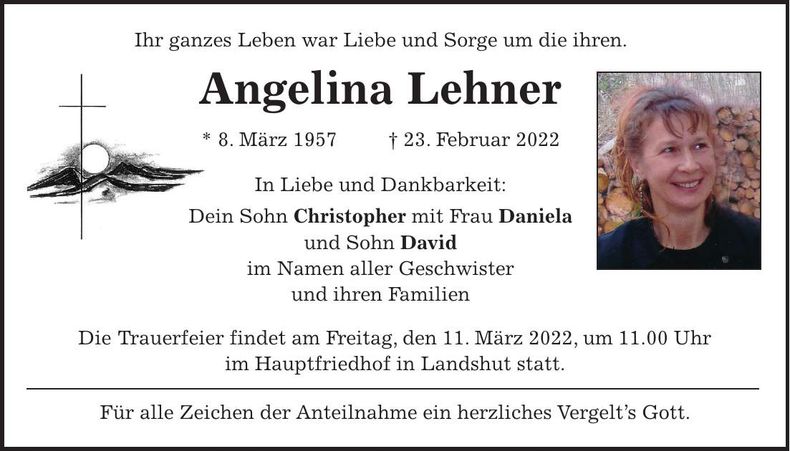 Traueranzeige Angelina Lehner