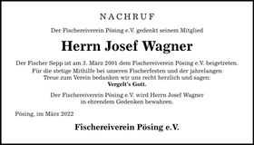 Traueranzeige Josef Wagner