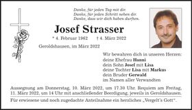 Traueranzeige Josef Strasser