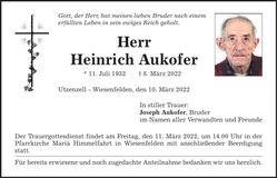 Traueranzeige Heinrich Aukofer