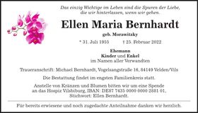 Traueranzeige Ellen Maria Bernhardt